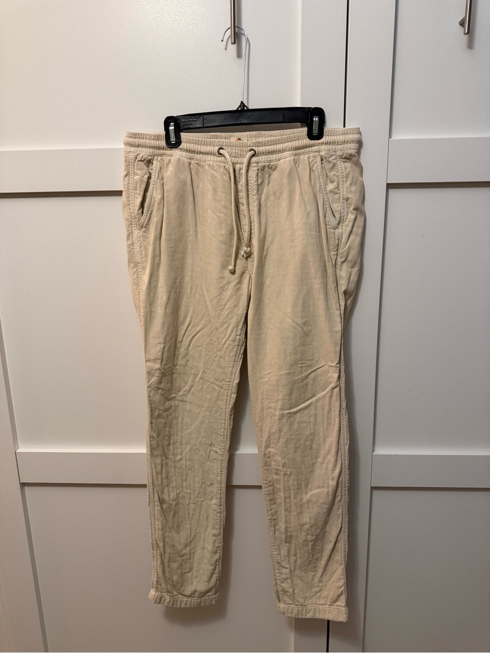 Marine Layer Men's Drawstring Joggers in Light Beige